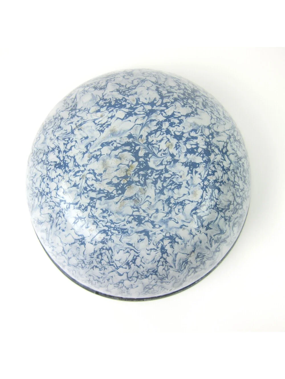 Antique Graniteware Mixing Bowl Blue Swirl 8